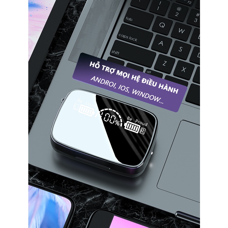 Tai nghe tws M9, bluetooth 5.0, âm thanh hifi, tai nghe kiêm sạc dự phòng, tích hợp đèn pin, có màn hình LED hiển thị