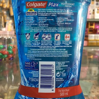 Nước súc miệng Colgate Plax Peppermint Fresh 500ml
