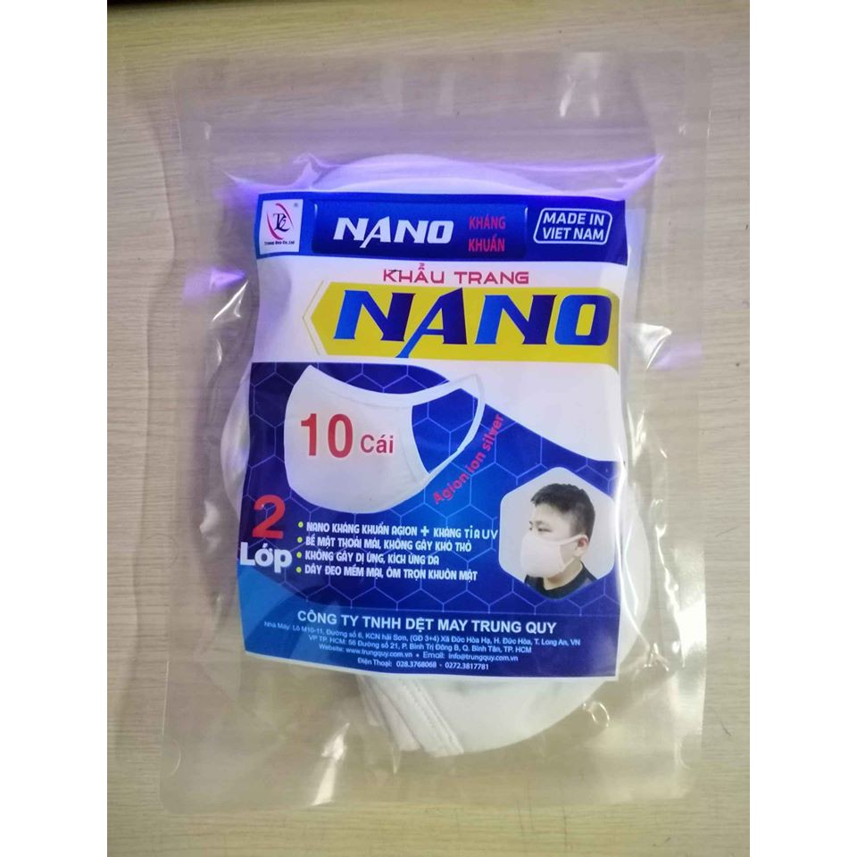 Khẩu trang vải nano kháng khuẩn hàng xuất Nhật 10 cái 1 gói