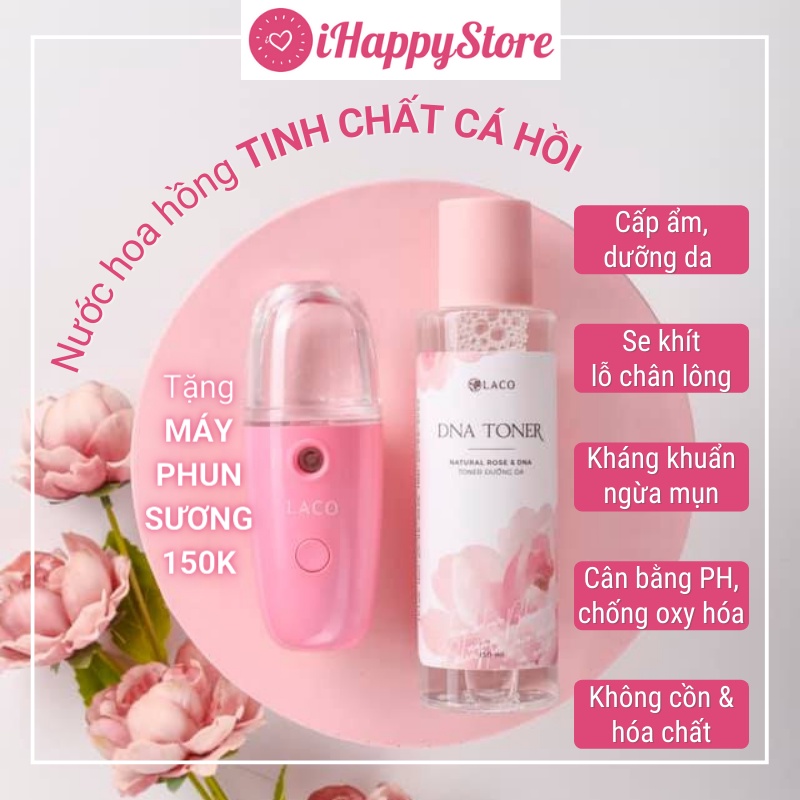 [LẺ=SỈ,Tặng Toner 350k] Máy Phun Sương Laco Nano Mist Sprayer, Máy Xịt Khoáng Mini Cầm Tay Xông Mặt Dưỡng Ẩm-iHappyStore