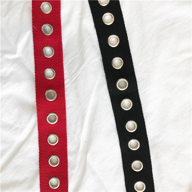 Thắt Lưng Vải Canvas Đục Lỗ Phong Cách Hip Hop Hàn Quốc Thời Trang Cho Nam Và Nữ