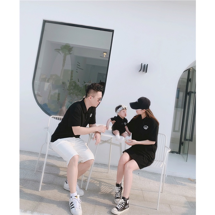 Áo gia đình cổ trụ Familylove - đồ gia đình cổ polo Gấu 2 Mặt chất liệu nỉ da cá cotton 100% co giãn cao cấp