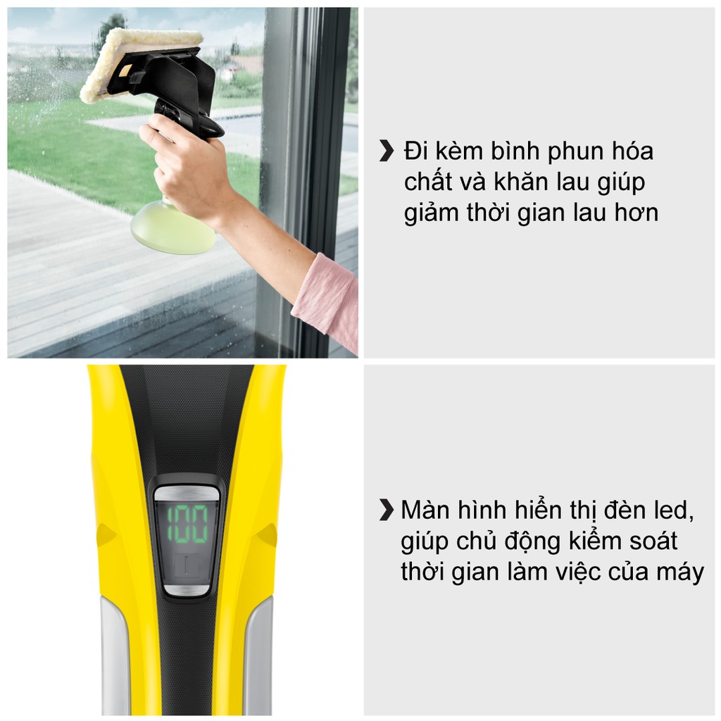 (Sản xuất Ý) Máy lau kiếng cầm tay Karcher WV6 Plus