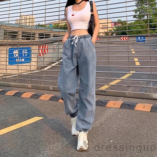 Quần dài lưng cao phối dây rút màu trơn cá tính dành cho nữ