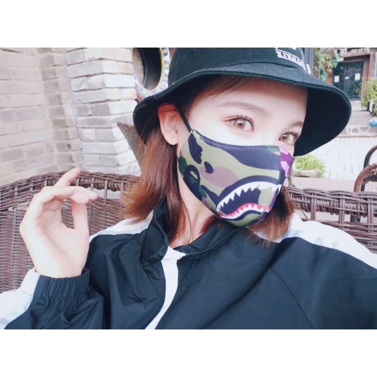 Newest Bape Aape shark mask man women Camouflage Cotton Mask 2 Color