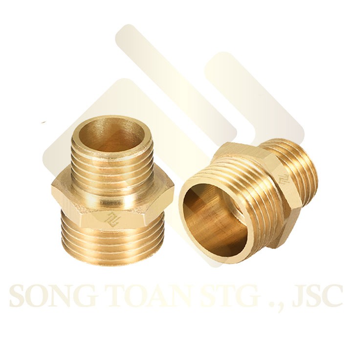 [KÉP 42 49 60] Hai đầu ren ngoài bằng ĐỒNG bước ren BSP hệ G (Brass male hexagon nipple) Man cút to nhỏ nối ren