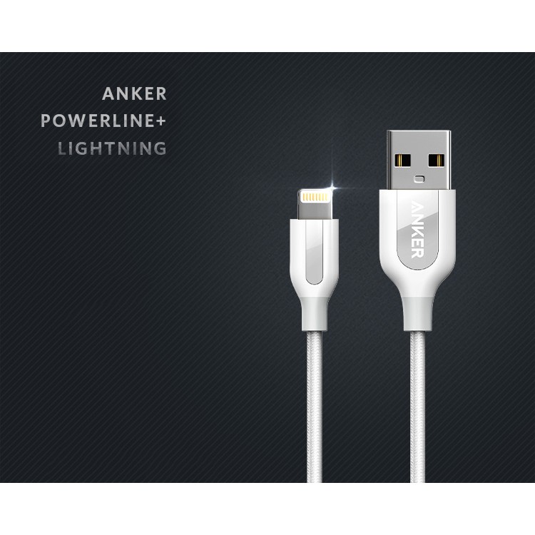 Cáp sạc iPhone, iPad bện nylon Lightning ANKER Powerline+, MFi - dài 0.9m [Có Bao Da] - A8121