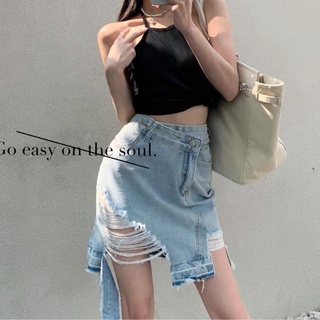 Chân váy jeans rách cá tính có bigsize
