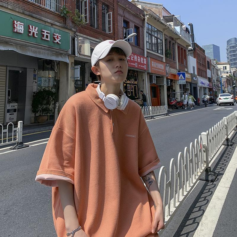 Set áo polo ngắn tay + quần short dáng rộng thời trang mùa hè phong cách Hàn Quốc cho nam