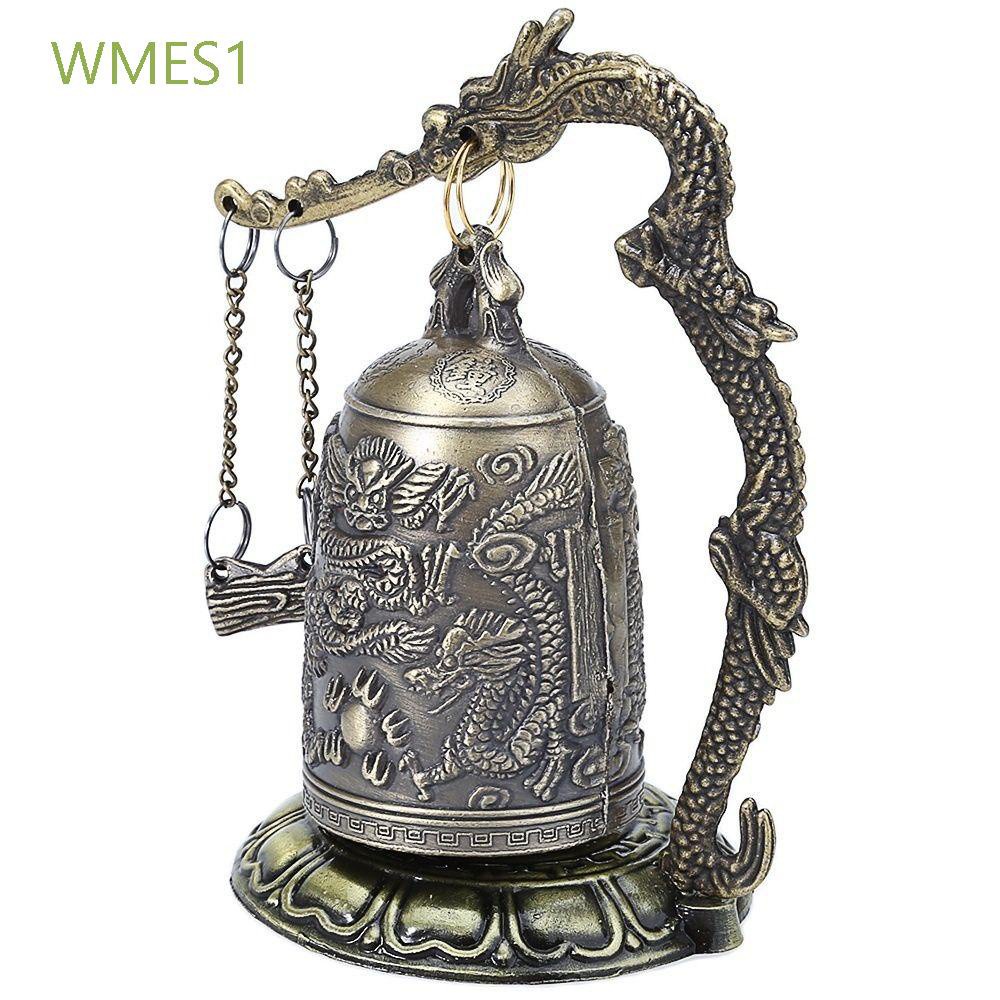WMES1 Crafts Bronze Lock Classic Vintage Buddhist Bell Antique Style Home Decor Buddhist Exquisite Dragon Carved Zinc Good Luck Bell/Multicolor