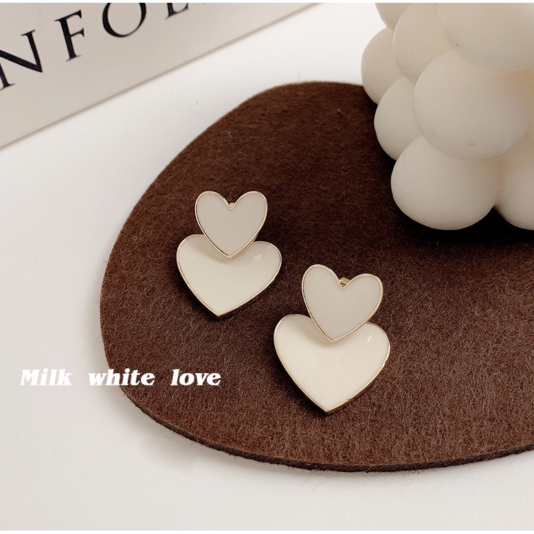 iF YOU Đôi Bông Tai Hình Giọt Nước Màu Trắng Thanh Lịch Dành Cho Nữ