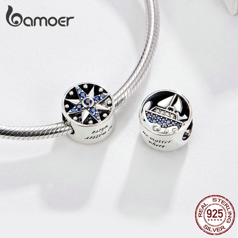 Bamoer Vòng Đeo Tay Bạc 925 Đính Đá Zircon Hình La Bàn Tròn Thời Trang Cho Nữ