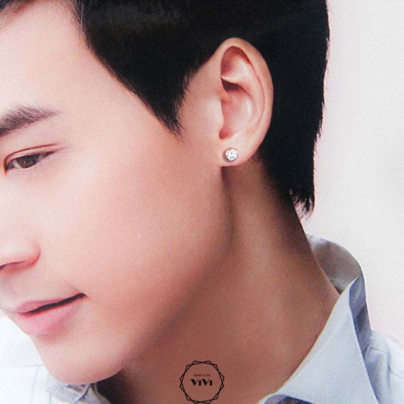 Bông tai bạc nam đinh tán cá tính SPY – khuyên tai ViVi_Gift