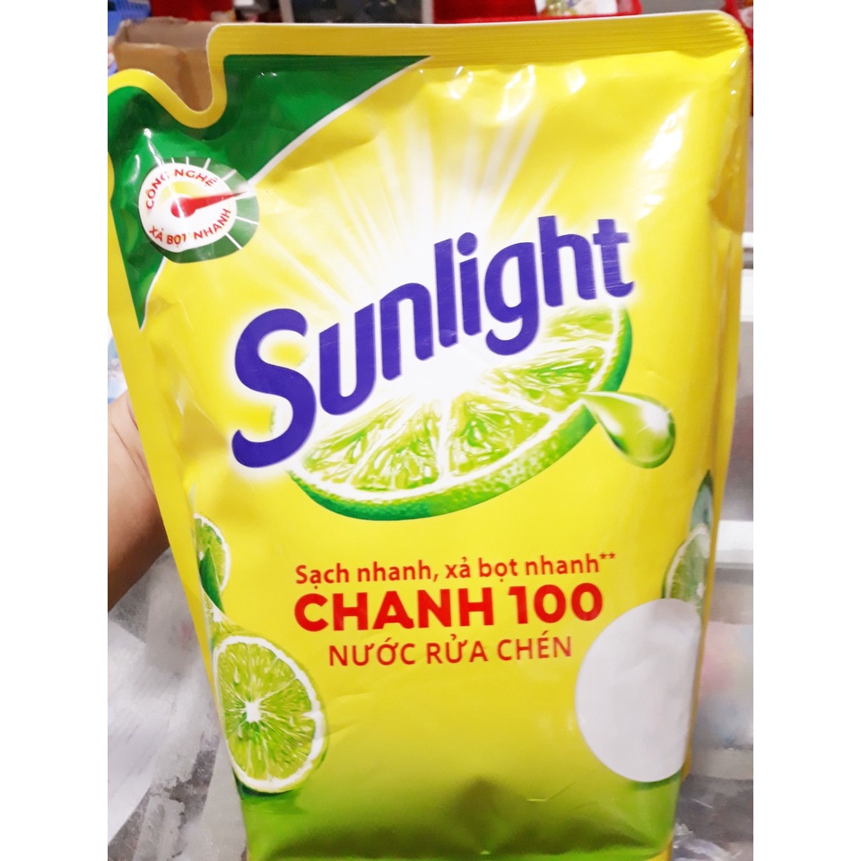 Nước rửa chén sunlight chanh mới sạch nhanh xả bọt nhanh túi 2.6kg