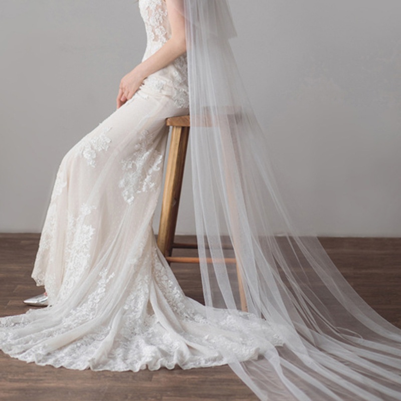 Mạng Che Mặt 2 Tầng Bằng Vải Tuyn Trang Trí Cô Dâu