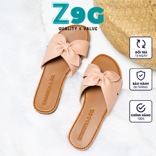 Dép nữ thời trang, dép quai ngang nữ đính nơ de027