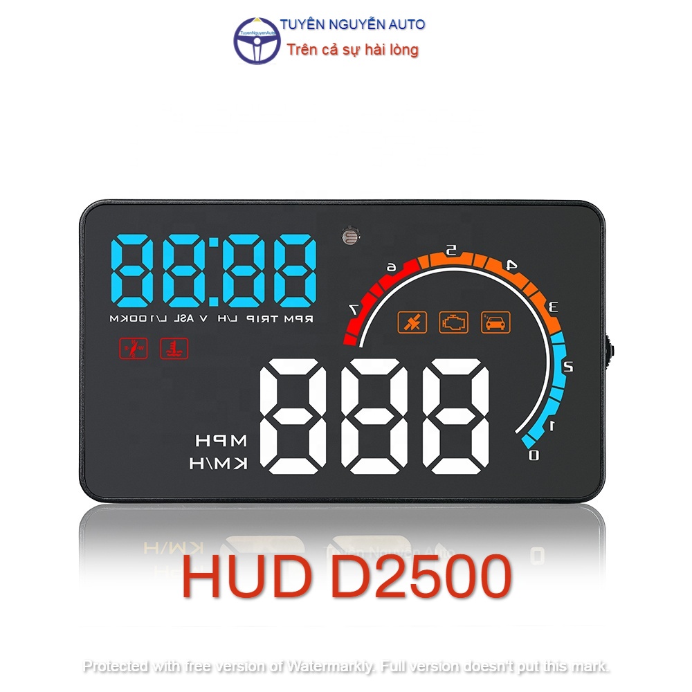 HUD D2500 hiển thị tốc độ và cảnh báo tốc độ ô tô xe hơi màn hình hắt kính cắm cổng OBD2 + USB GPS