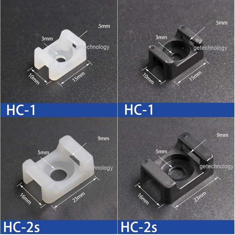 10 chiếc Đế nhựa cố định dây thít,đai dây thít, gối đỡ dây điện HC1, HC-2, HC-2S, HC-04, HC-4, HC-05, HC-1M, HC-0M