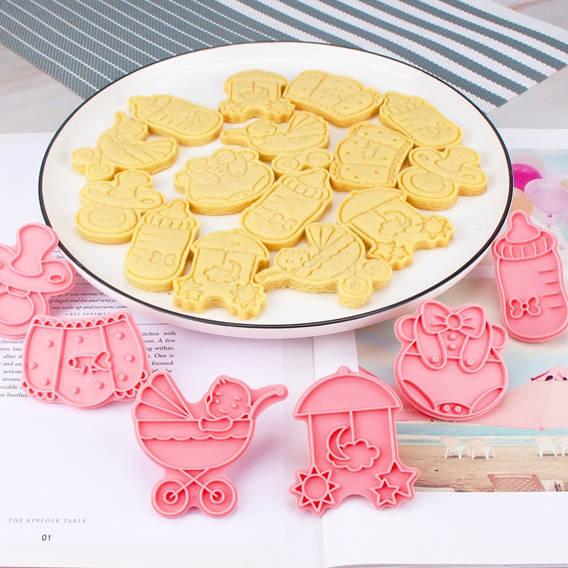 Set 6 Khuôn Cắt Bánh Quy Tạo Hình Xe Đẩy Em Bé