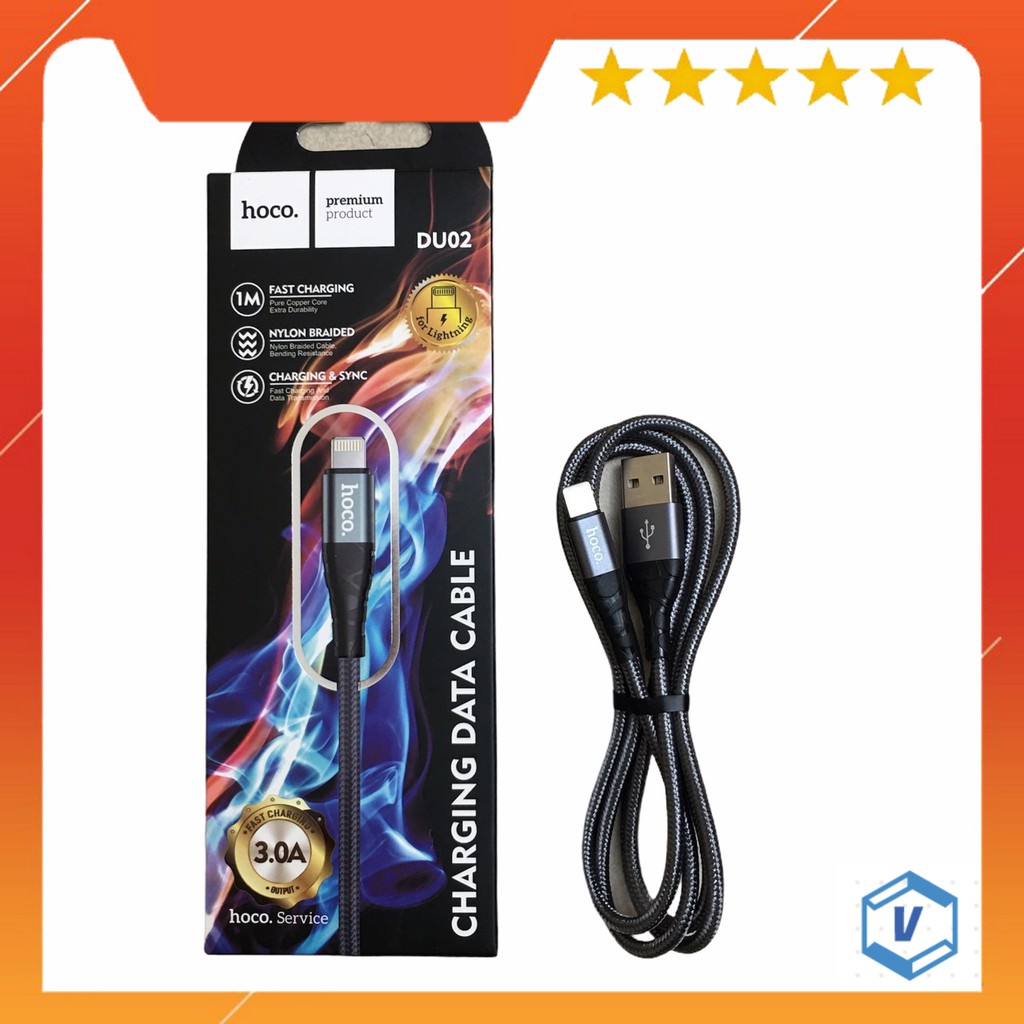 Dây sạc iphone - cáp sạc nhanh iphone bọc dù hoco du02, sạc nhanh 2.4A cho lightning, type c,micro HÀNG CHÍNH HÃNG