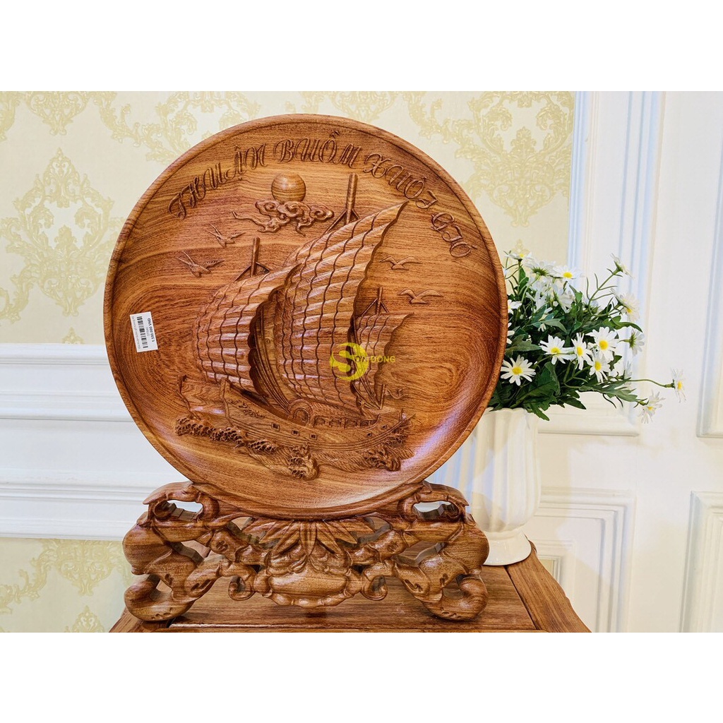 Đĩa Gỗ Trang Trí Nhà Cửa Gỗ Hương Đá Nguyên Khối Sang Trọng