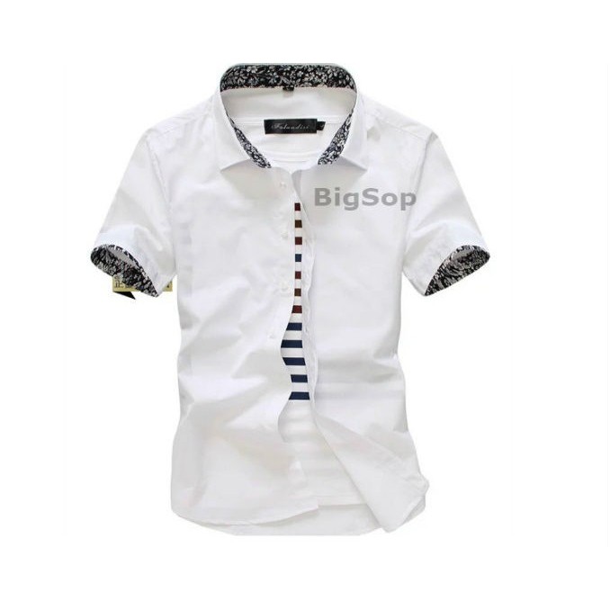 Áo Sơ mi Nam BIGSOP trắng ngắn tay cổ hoa | BigBuy360 - bigbuy360.vn
