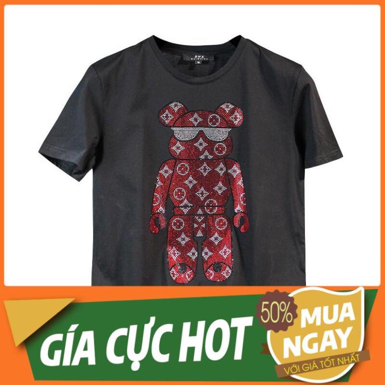 ƯU ĐÃI. QUẢNG CHÂU ODER CHÍNH HÃNG TẬN GỐC Áo thun nam tay ngắn đính đá hạt gấu thun mềm mát HOT HOT