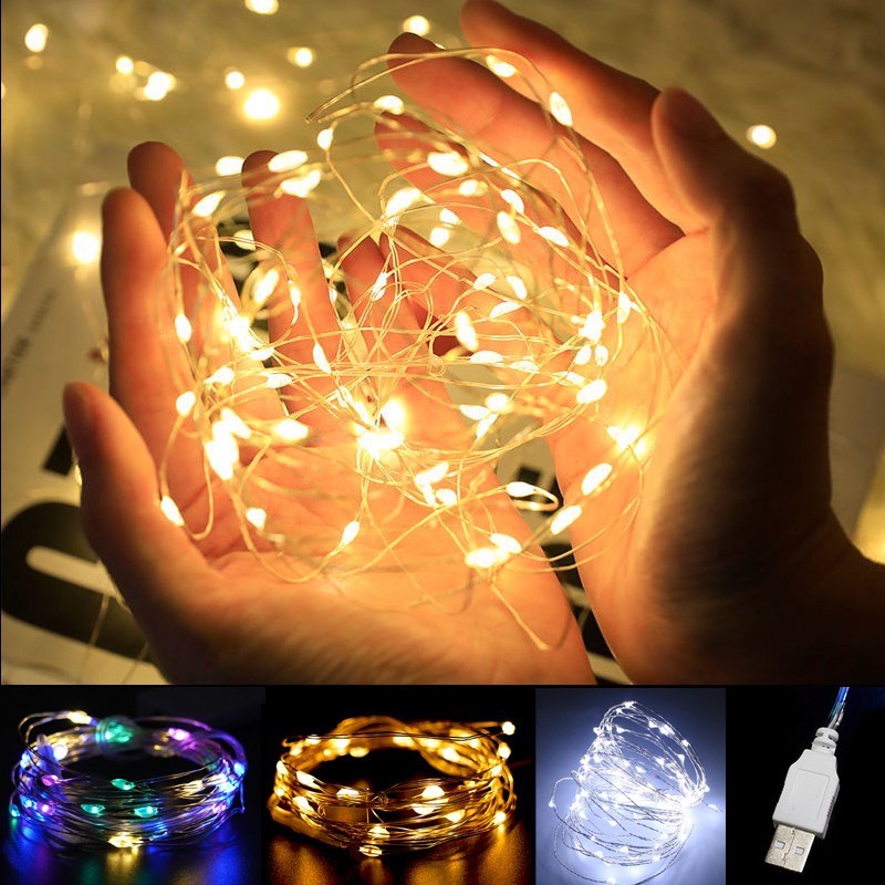 Đèn led trang trí sinh nhật trang trí phòng ngủ chụp ảnh đom đóm dùng pin 5m HAPPYKID DL