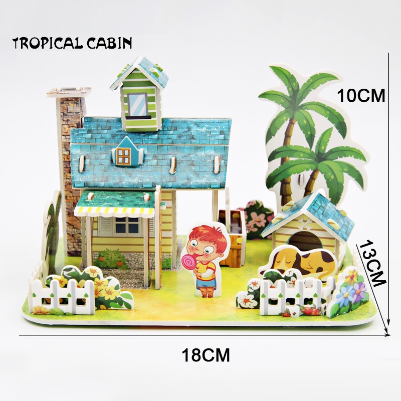 Đồ Chơi Xếp Hình Ngôi Nhà 3D Bằng Giấy Giáo Dục Sớm Cho Bé