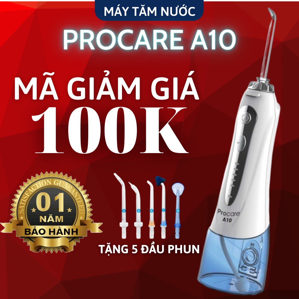 [Mới nhất] Máy tăm nước Procare A10 Model 2022, 6 đầu phun đi kèm, tặng túi du lịch sành điệu, bảo hành 12 tháng