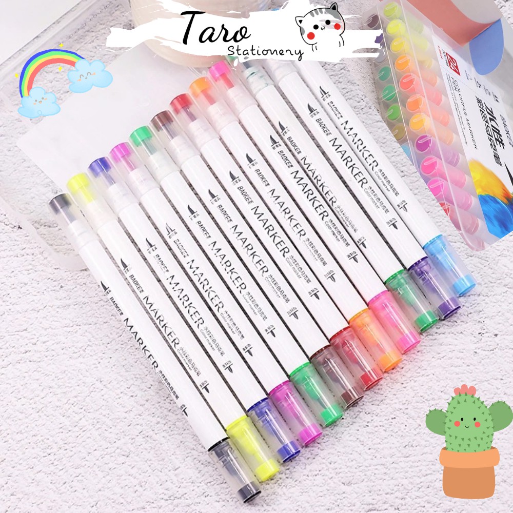 Bút brush pen viết Calligraphy 2 đầu trang trí tiêu đề C01 Taro Stationery