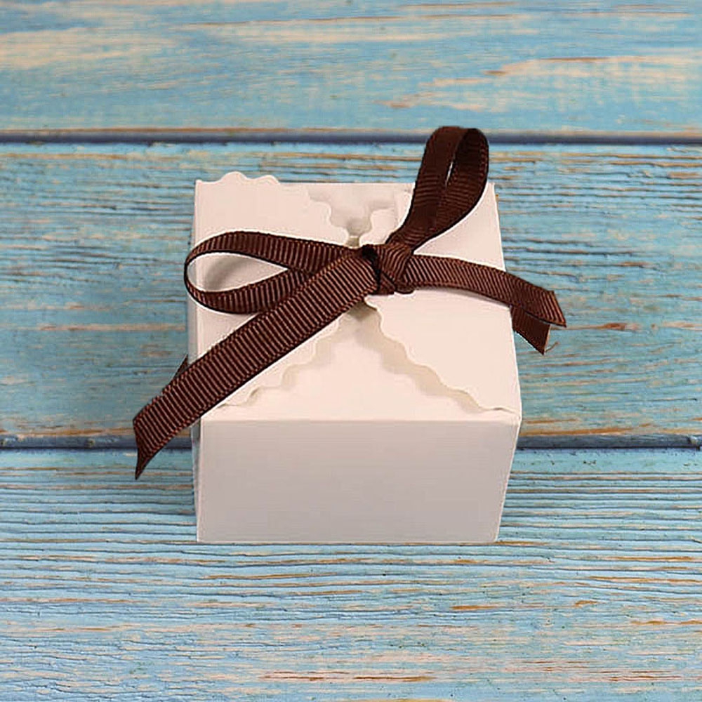 10Pcs Kraft Paper Packing Box White/Brown Vintage Candy Box With Ribbon