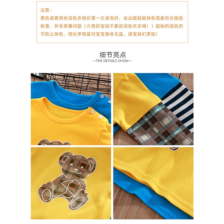 Áo thun cotton tay dài in hình hoạt hình phong cách Hàn Quốc thời trang thu đông cho các bé 65 - 135CM