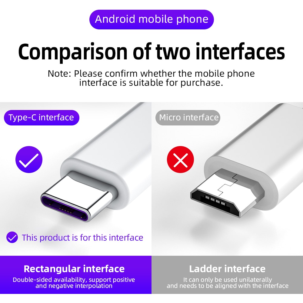 Cáp Sạc Nhanh 5A Cổng Type C Micro USB Cho Điện Thoại