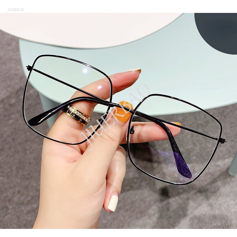 Kính Mát Gọng Vuông Kim Loại Chống Bức Xạ Phong Cách Vintage
