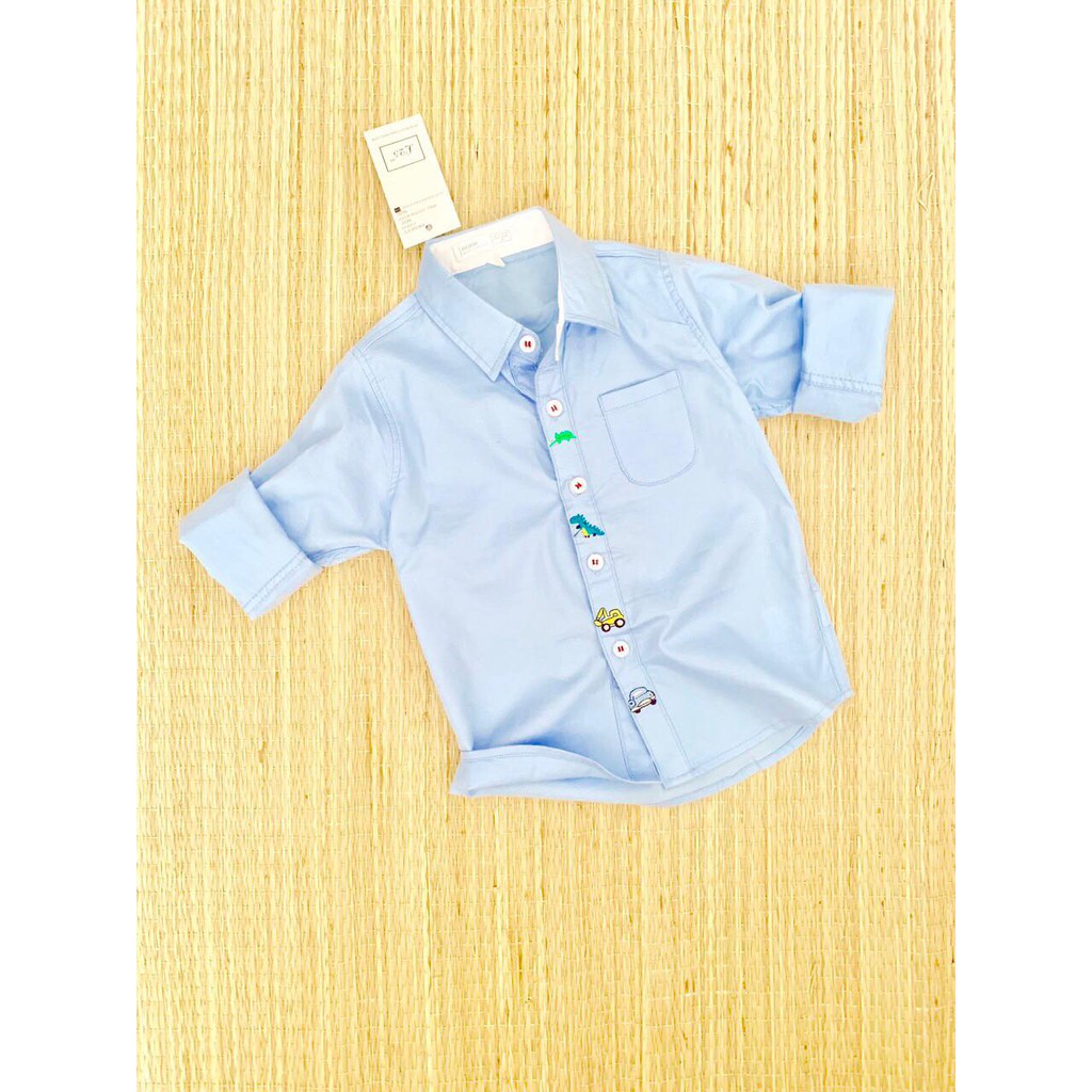 (HÀNG NHẬP KHẨU) ÁO SƠ MI TRẺ EM COTTON TAY DÀI HOẠ TIẾT CÚC
