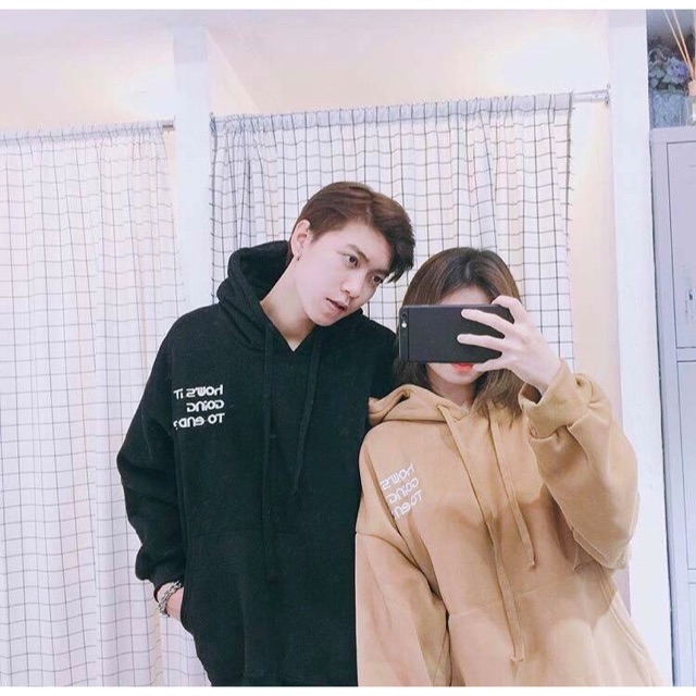 [ ẢNH THẬT ] Hoodie màu tan đen in chữ 130k/1c (MS 01)