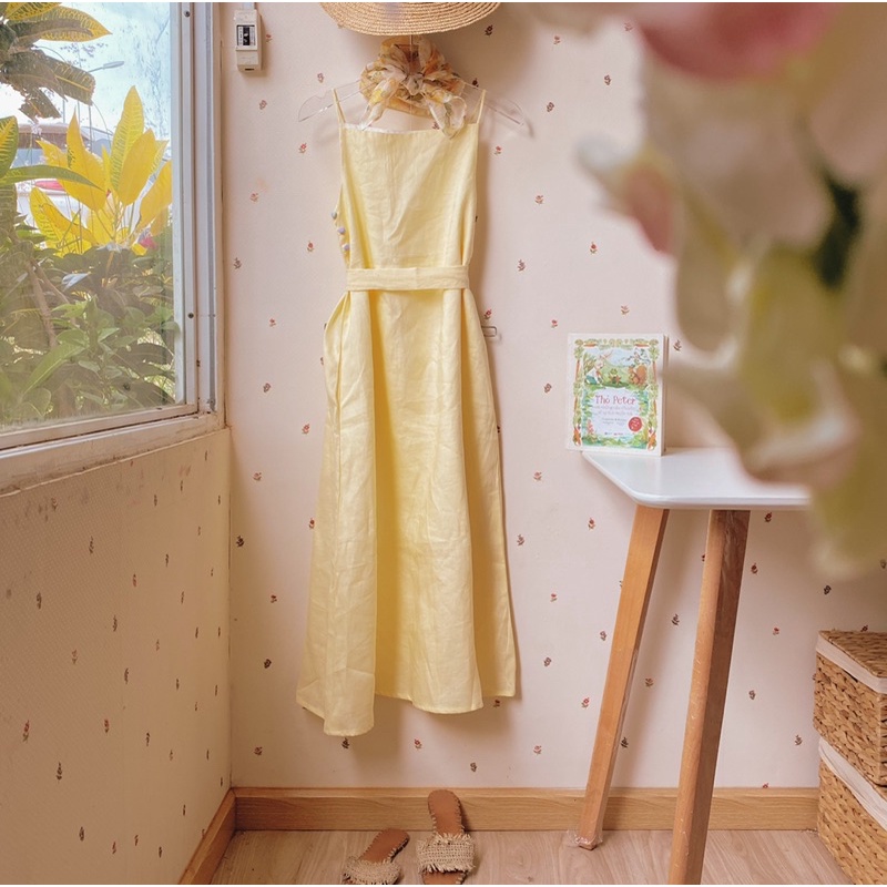 Đầm 2 dây linen - Phiên bản nút - Lam Khuê - 0303Studio ✿