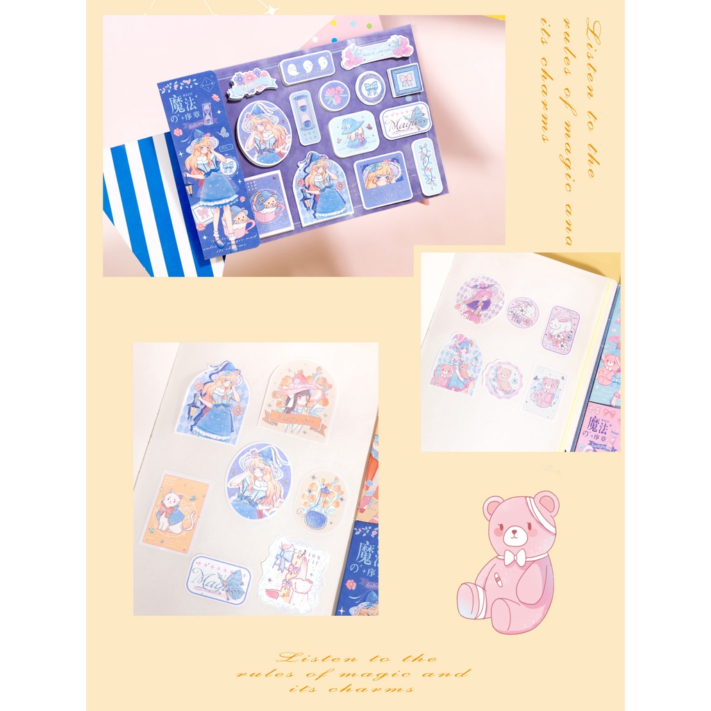 Sticker cute - hình dán hoạt hình, trang trí - Chương phép thuật - 1 pet x 2 tờ