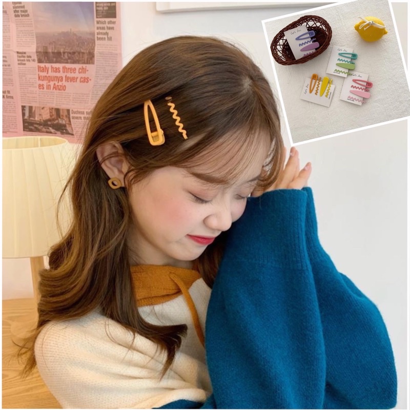 KMHO bộ mõ vịt 4cái/bộ ins fashion kẹp tóc hợp kim dễ thương cho nữ kẹp tóc phụ kiện tóc trang sức hàn quốc