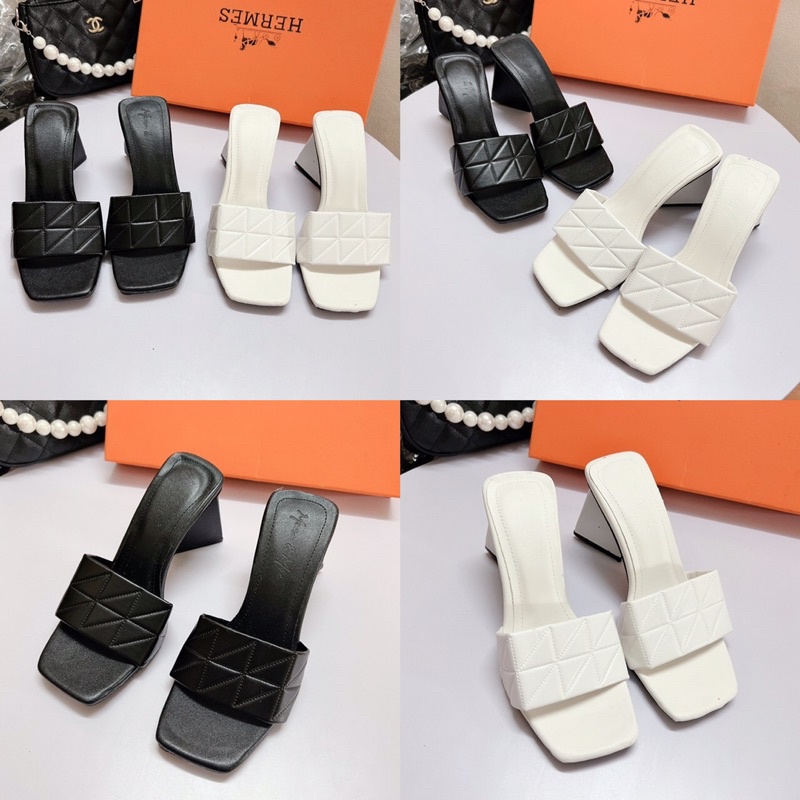 [Bán giá sỉ ] Guốc tam giác quai bản chần chỉ da lì cao 9p max sang chân