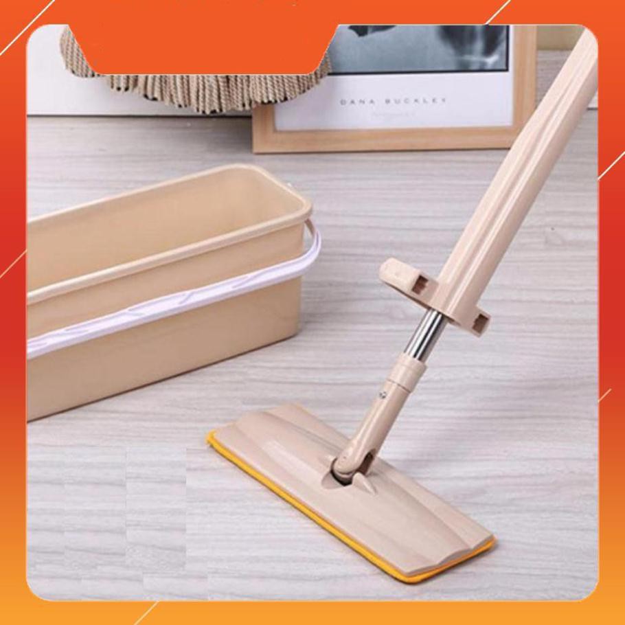 Cây lau nhà tự vắt phẳng thông minh Spin Mop xoay 360 độ, cây lau nhà tự vắt hình chữ nhật