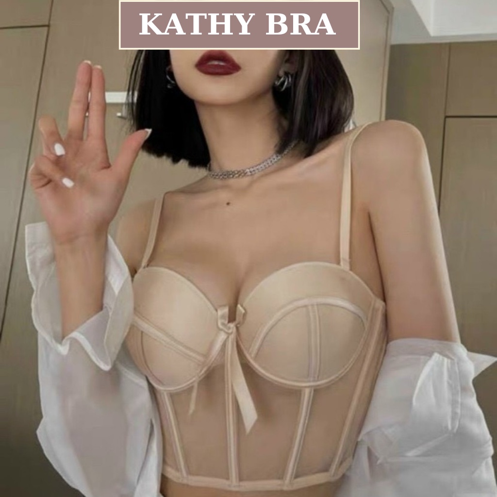 A35 [LOẠI 1] Áo Kiểu Corset KATHY BRA  Định Hình Chống Cuộn Kiểu Dáng Croptop Bralette Hàng Quảng Châu Có Gọng Đệm Mỏng