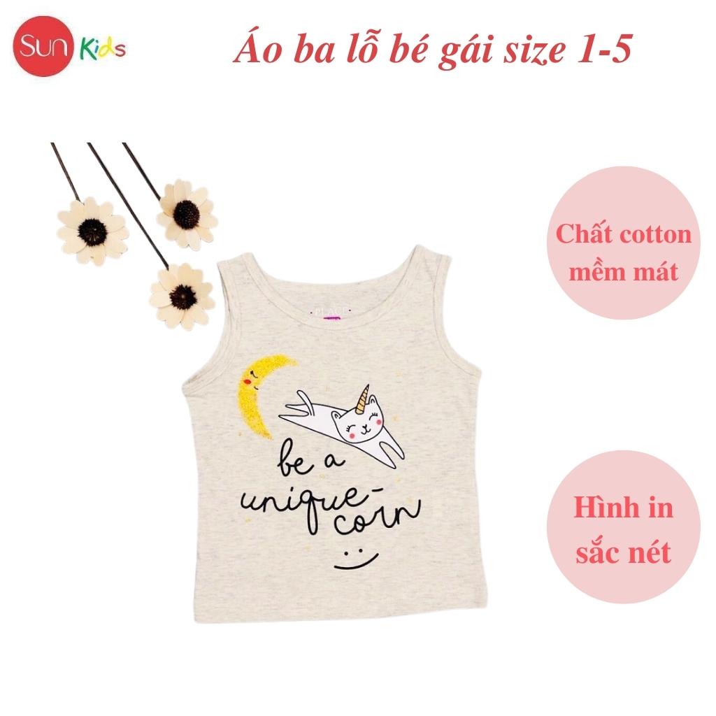 Áo thun bé gái, áo phông bé gái dáng ba lỗ, chất cotton, nhiều màu, size 1-5 - SUNKIDS