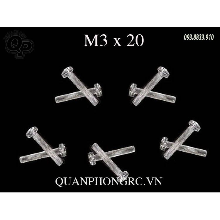 Óc nhựa trong suốt M3 (10 con/set)