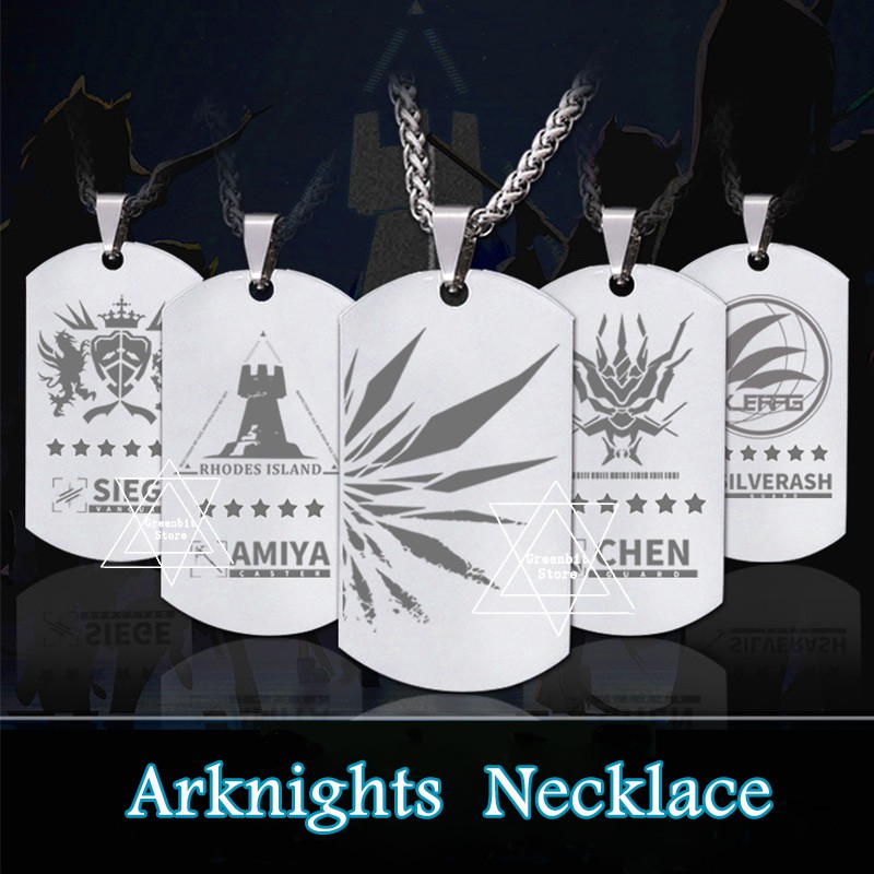 Dây chuyền bằng thép không gỉ mặt hình nhân vật Amiya Texas Chen Siege trong Game Arknights Lappland