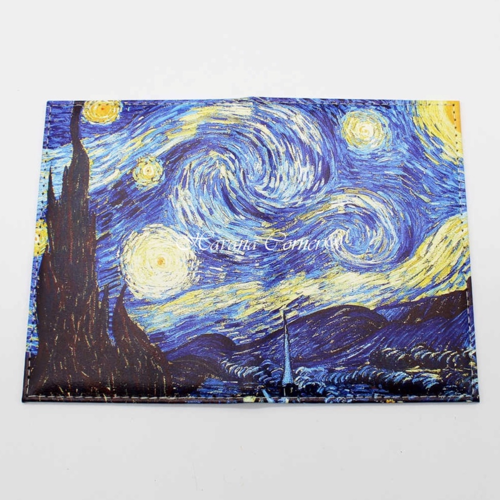 [VIDEO THẬT] Bao da bọc hộ chiếu, ví passport cover Starry Night Van Gogh