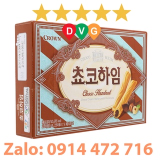 Bánh Quế Crown Choco Heim (Cream Wafers with Hazelnuts) Hộp142 Gram - Nhập Khẩu Hàn Quốc