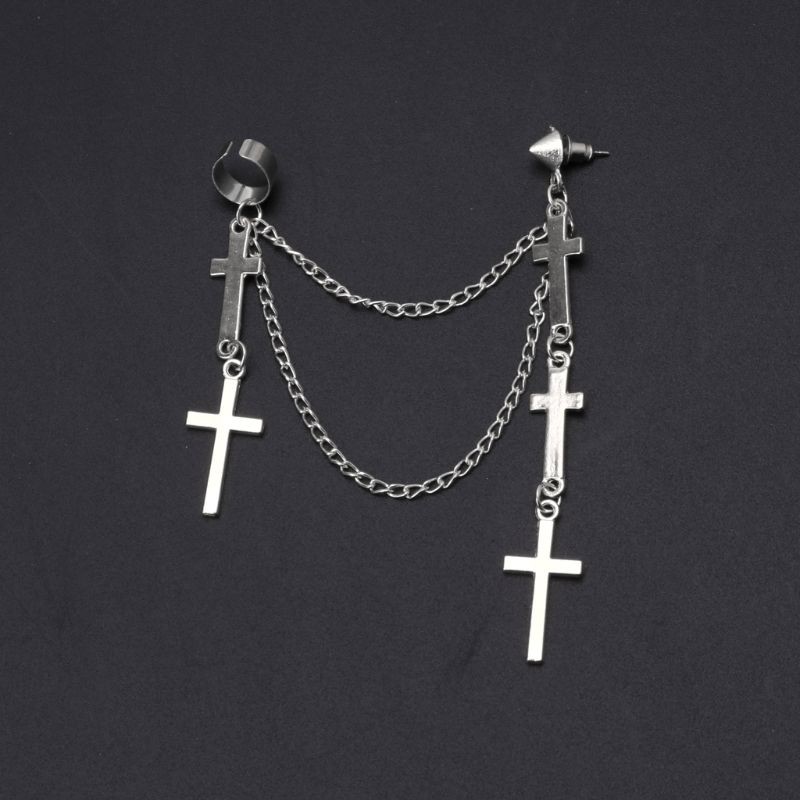 Khuyên tai hợp kim kẽm dây dài phong cách punk cá tính trẻ trung