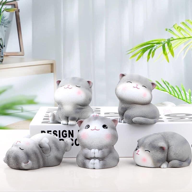 Tượng mèo trang trí bằng nhựa đặc nguyên khối nặng 1kg